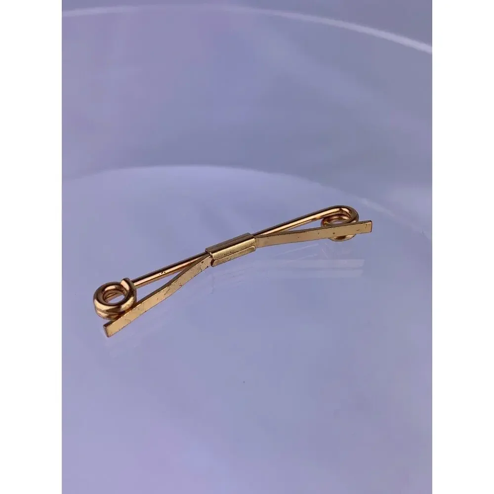 Retro Curly End 10k Gold Plated Tie Collar Bar Formal Simple 2-1/8” Wide Vintage